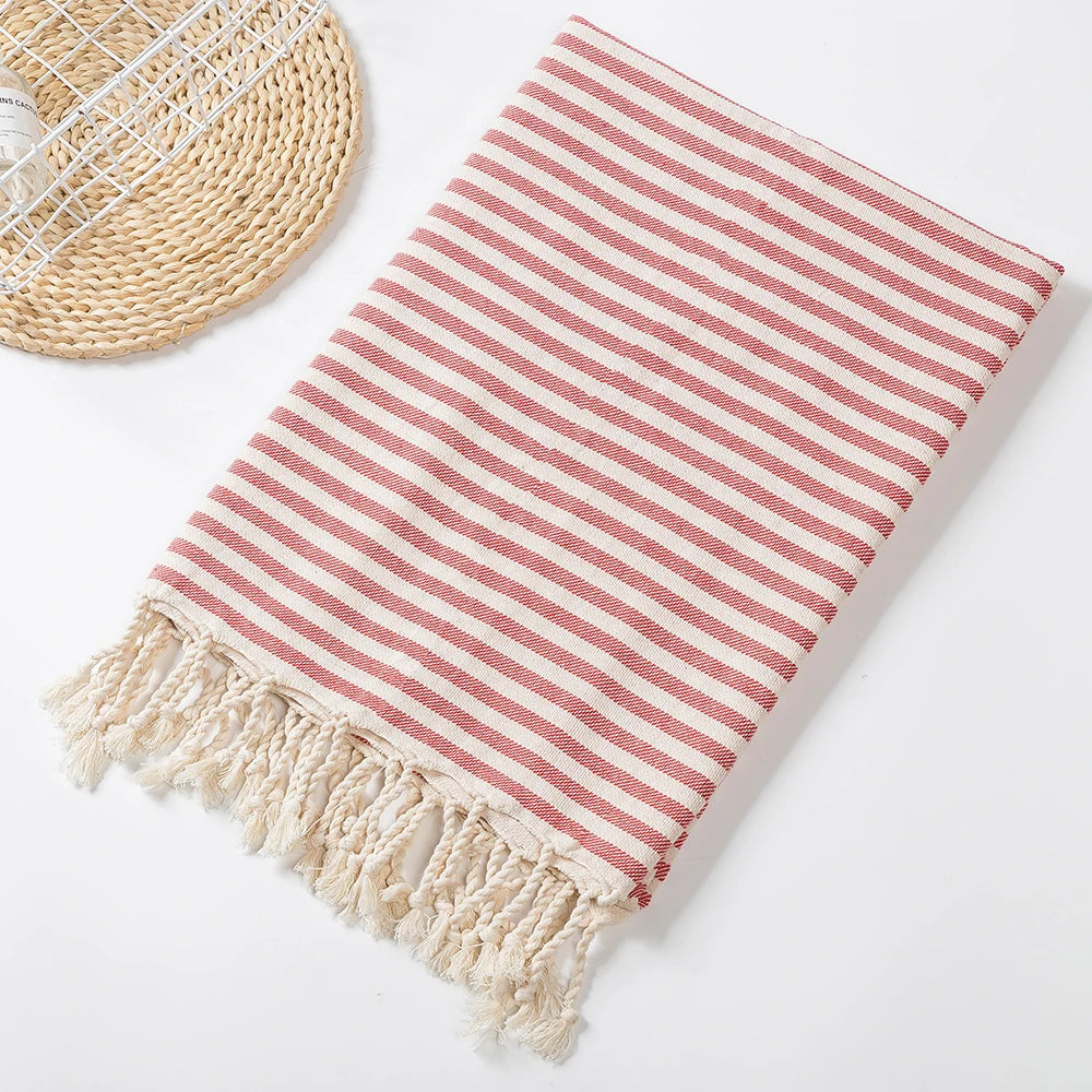YEUZLICOTTON Hot Sale luxury Striped Tassel 100% cotton sauna spa bath towel For Home 100*180CM Travel Turkish Large beach towel