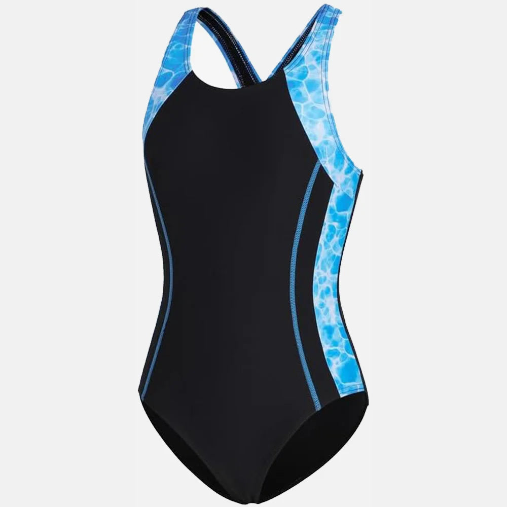 Anfilia Girls One-piece Swimsuit Scoop Neck High Elastic Racerback & Keyhole Modest Leg Cut with Removable Padded Swimwear