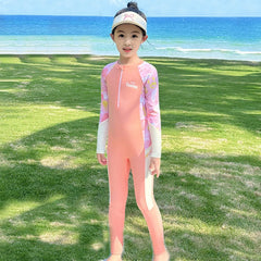 Sun Protection One Piece Girls' Swimsuit Girl Kids Swimming Suits Long Sleeve Childrens Bathing Suit Beachwear Surfing