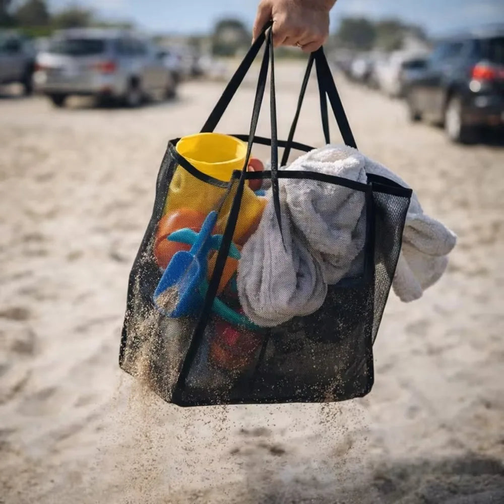 Mesh Tote Bag for Beach Swimming Storage Organizer Summer Foldable Beach Bag Toy Storage Clothes Organizer Bathroom Packaging