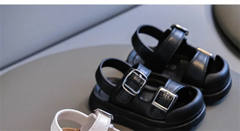 Fashion Solid Korean Kid Sandals Summer New Versatile Anti Slip Soft Bottom Girl Boy Beach Sandal Kindergarten Anti Kick Sandals