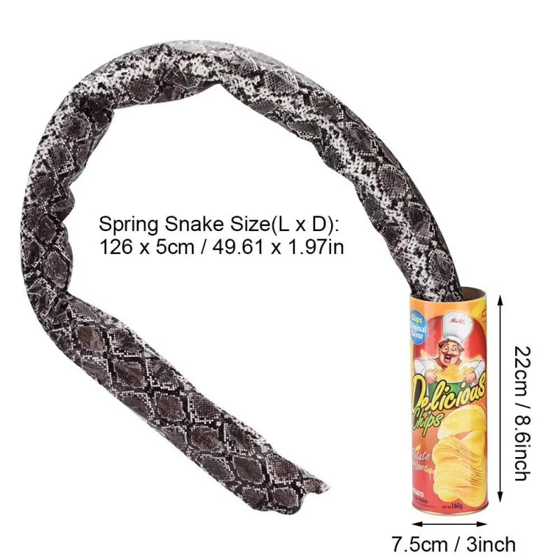 The Potato Chip Snake Can Jump Stage Magic Tricks Spring Snake Toy April Fool Day Halloween Party Jokes in A Can Gag Gift Prank