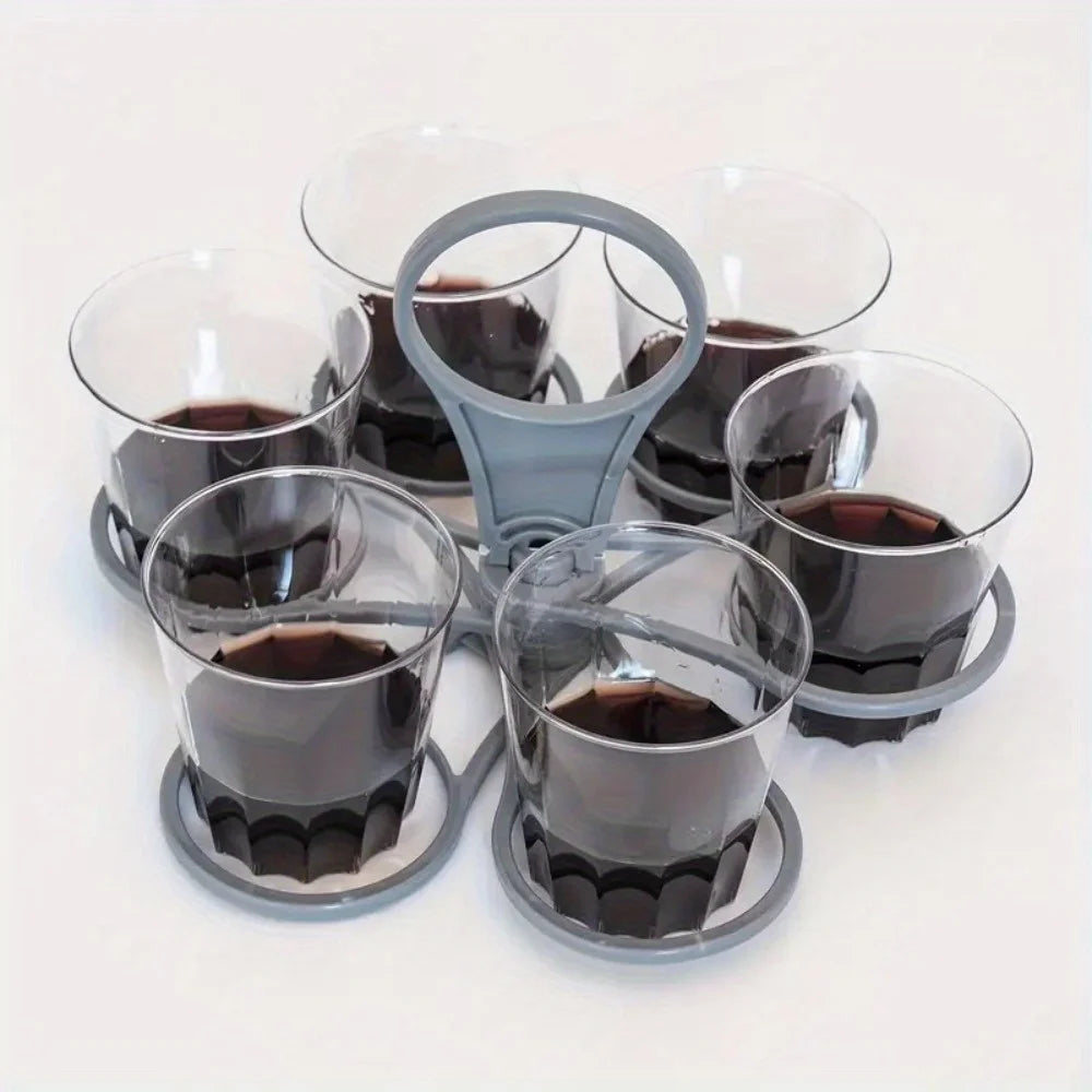 1/2pcs 6-Slot Portable Drink Holder Folding Beverage Tray with Handle Pocket-Sized for Outdoor Picnics Party Reusable Cup Holder