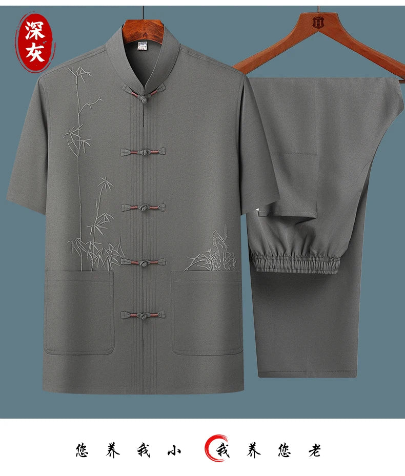 Men's sets (Shirt + trousers) 2026 summer new style men fashion shirt short sleeve shirt High quality shirts male Two Piece