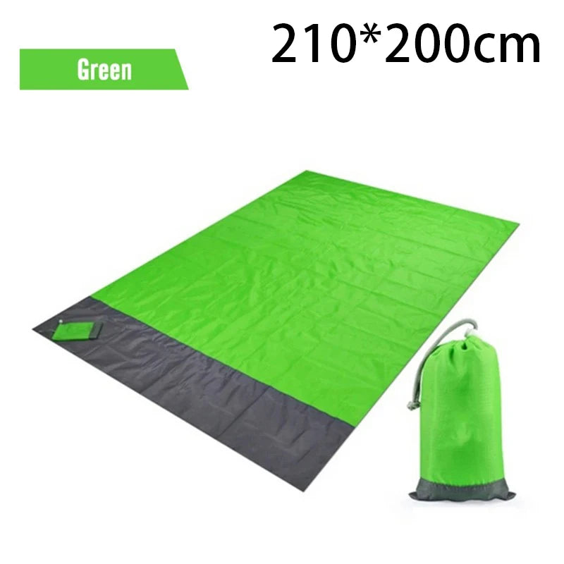 2x2.1m Waterproof Pocket Beach Blanket Folding Camping Mat Mattress Portable Lightweight Mat Outdoor Picnic Mat Sand Beach Mat
