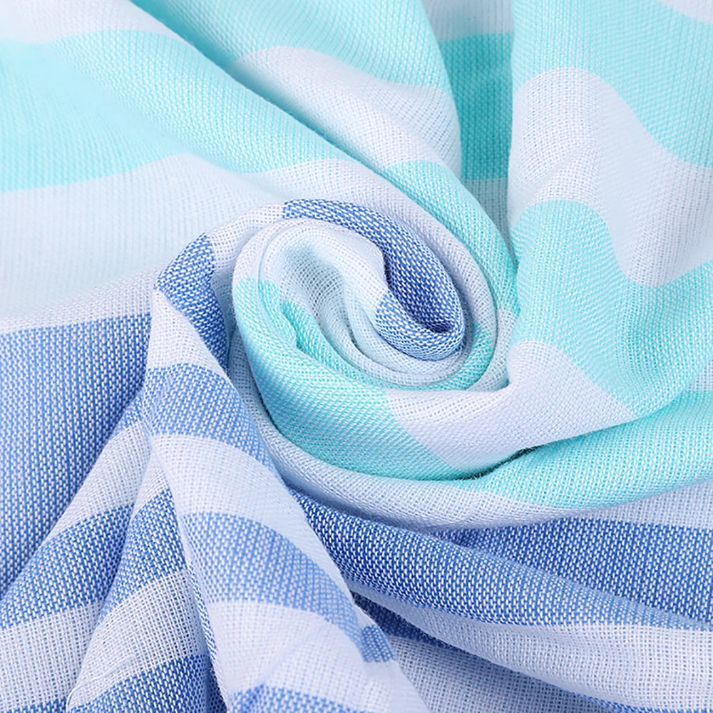 100% Cotton Turkish Tassel Beach Towel Double Layer Thickened, Soft and Sandproof Lightweight, Suitable for Outdoor Traveling