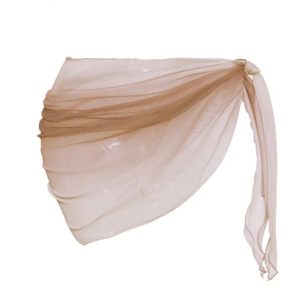 Chiffon Material Beach Dress Short Length Sheer Fabric Sarongs Breathable Quick-Dry Gradient Color Bikini Wrap