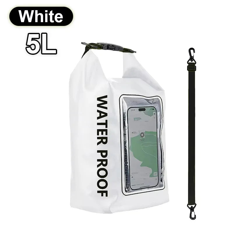 2L/5L Waterproof Dry Bag Touch Screen Swimming Waterproof PVC Bag Rafting Floating Outdoor Sport Bag Surfboard Kayak Storage Bag