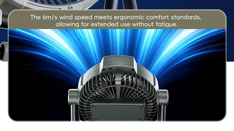 Portable 6 in 1 Outdoor Camping Fan 10000mAh Rechargeable Wireless Tent Ceiling Fan 5 Speed Adjustment Remote Control LED Light