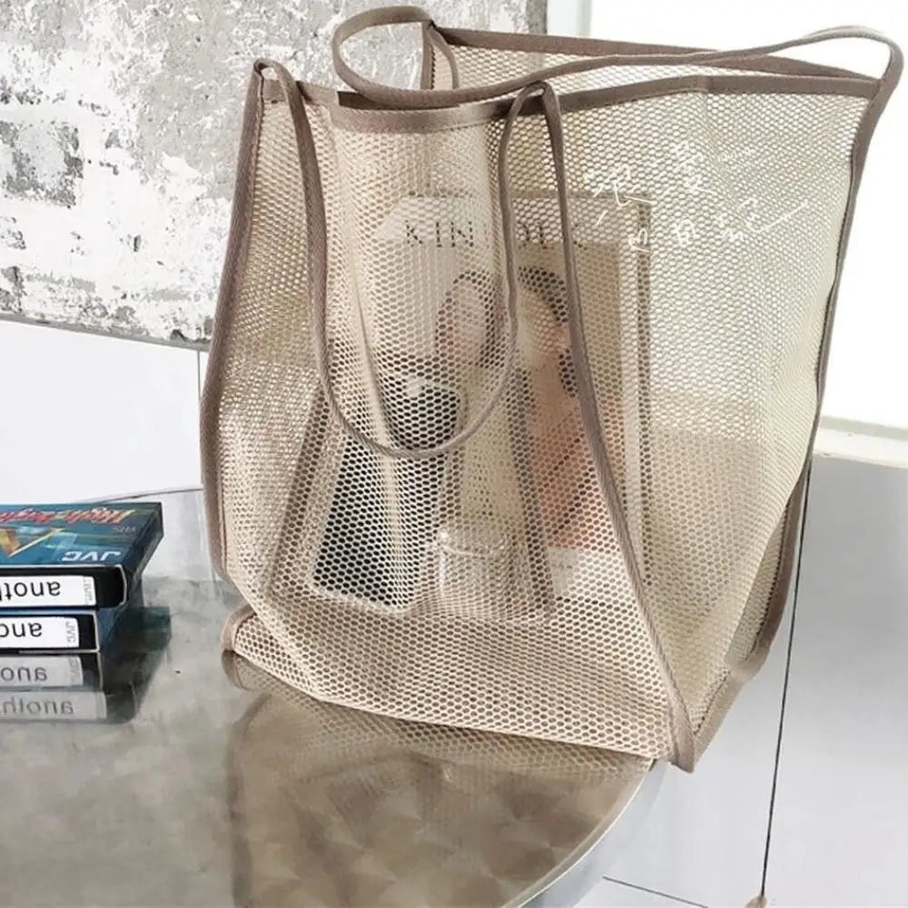 Mesh Beach Bag Lightweight, Breathable & Quick-Dry Travel Tote for Beach Trips Outdoor Activities, and Storage of Towels Toys