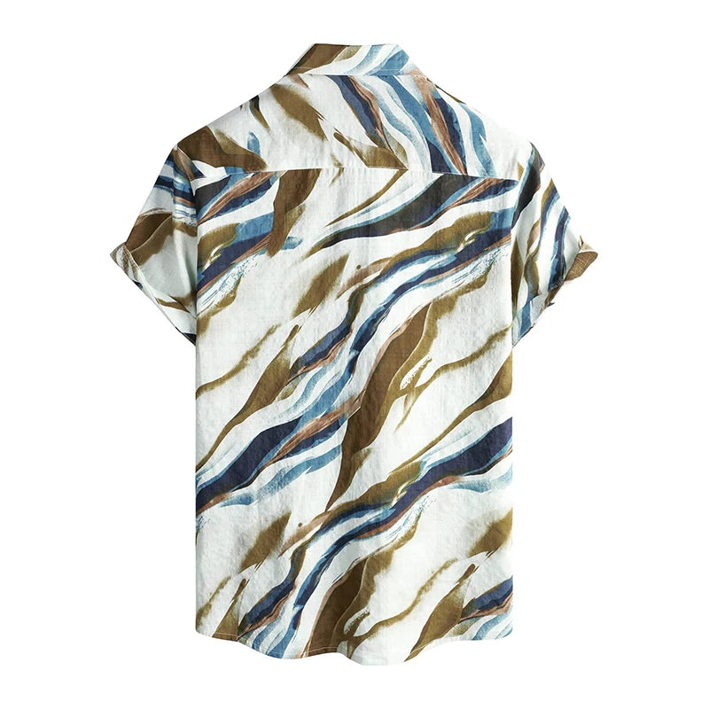 Mens Casual Hawaiian Floral Shirts 3D Full Print Short Sleeve Button Down Tropical Beach For Men Camisa Manga Masculina