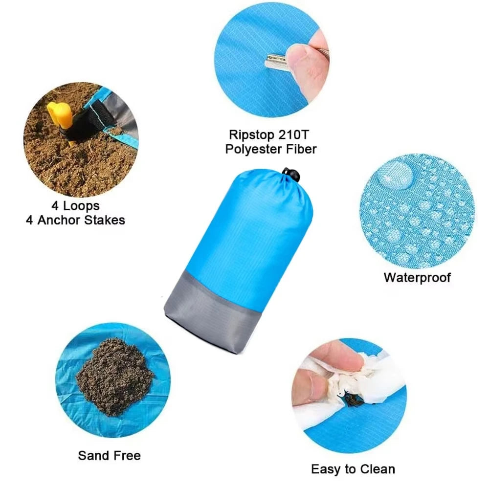 Beach Blanket Super Large 79 x 83 Inch Sandproof Waterproof Soft Comfortable Material Light Weight Portable for Beach Outdoor