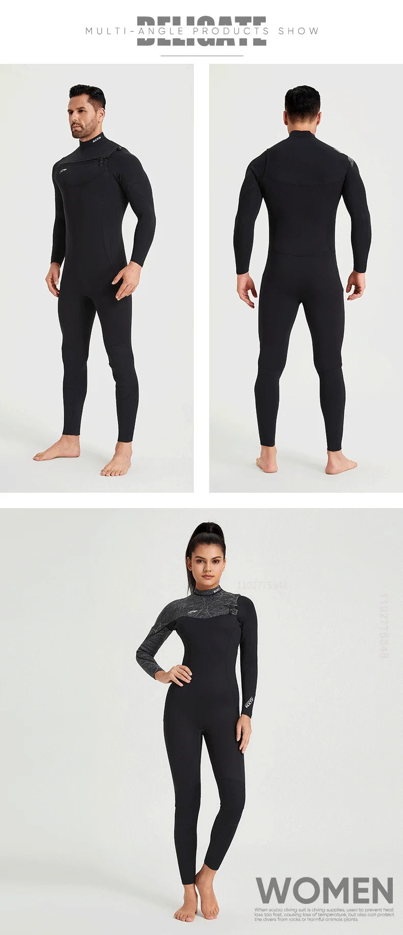 Men Women Neoprene Wetsuits 3/2MM Surf Suit Snorkel Swimwear Winter High Elasticity Rash Guards Spearfishing Scuba Diving