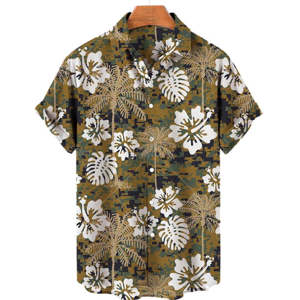 Men's Casual 3D Printed Summer Clothing, Hawaiian Short-Sleeved High-Quality Three-Dimensional Shirt