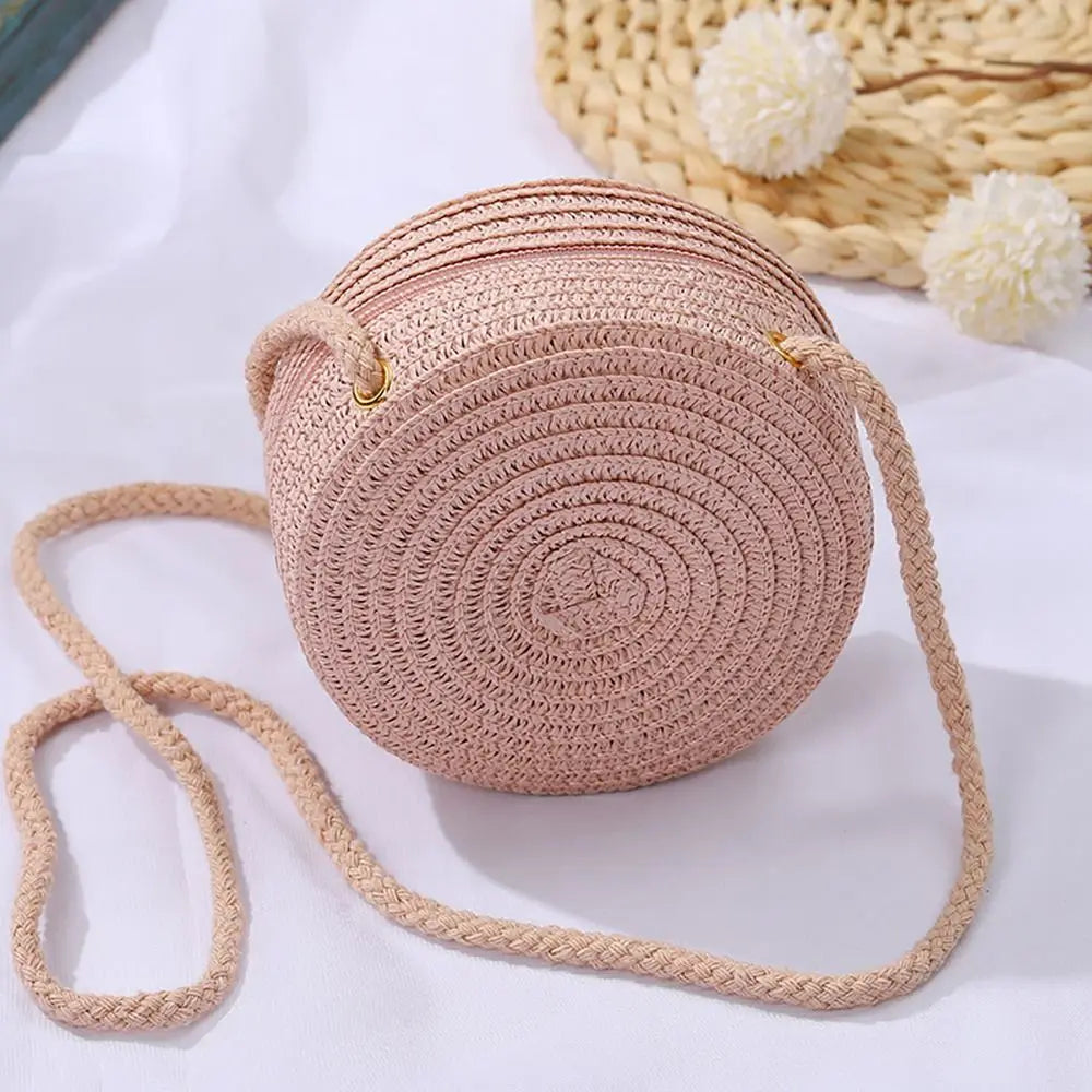 Coin Purse Straw Straw Bag Shell Shape Handmade Summer Beach Bag Handbag Kid Children