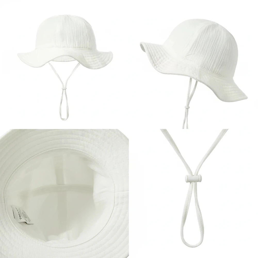 3-18 Months Baby Bucket Hat Kids Outdoor Sun Protection Caps Boys Girls Cotton Panama Hat Unisex Beach Children's Fisherman' Hat