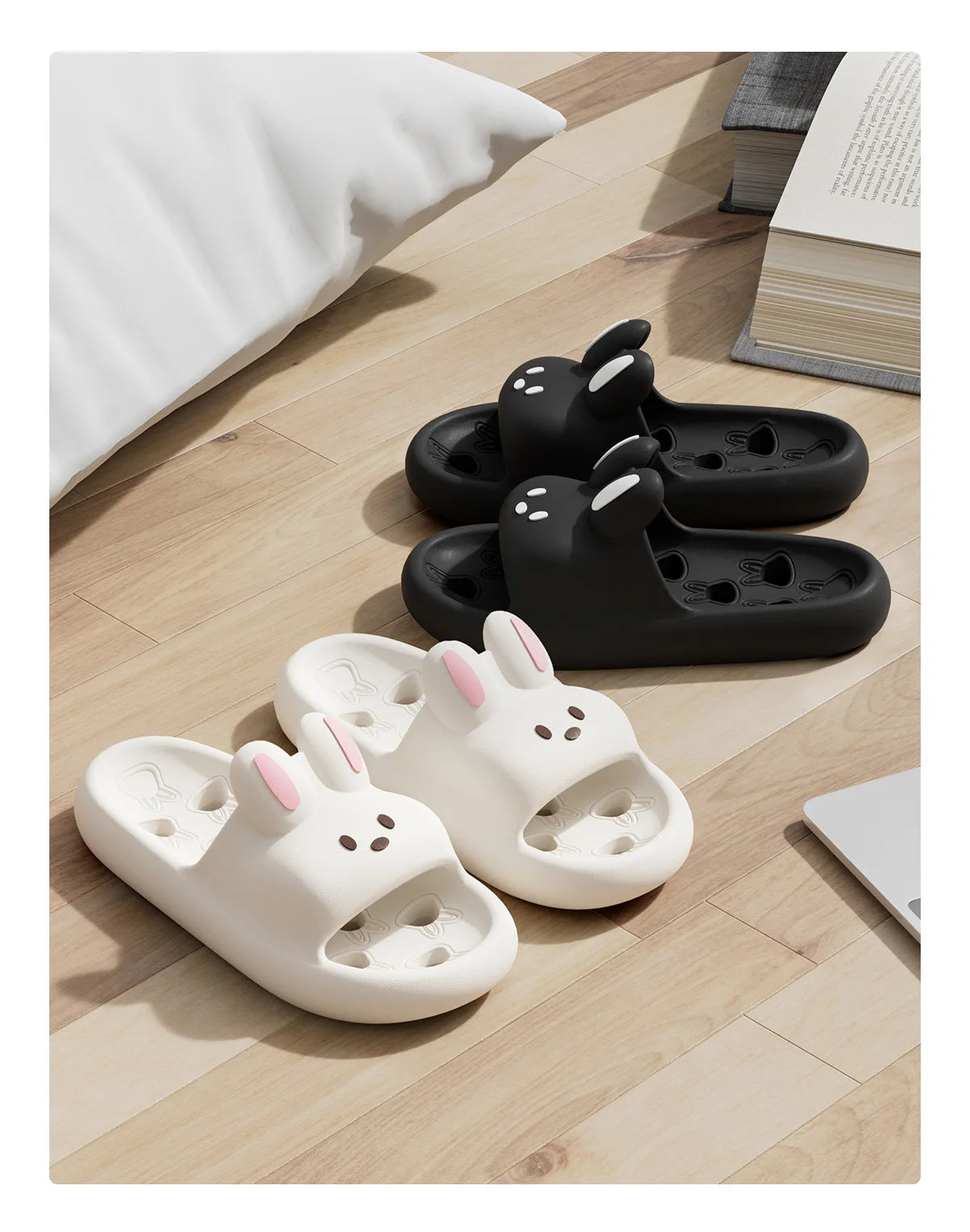Cartoon Women Bathroom Slippers Cute Non-Slip Leaky Sandals Fashion Thick Bottom Slides Home Men Quick Drying Flip Flops