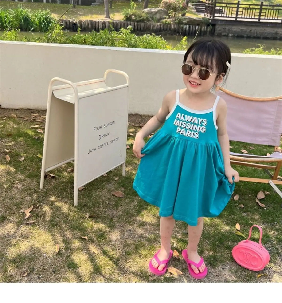 2026 Summer Girls Cute Print One Piece Suspender Dress Casual Design