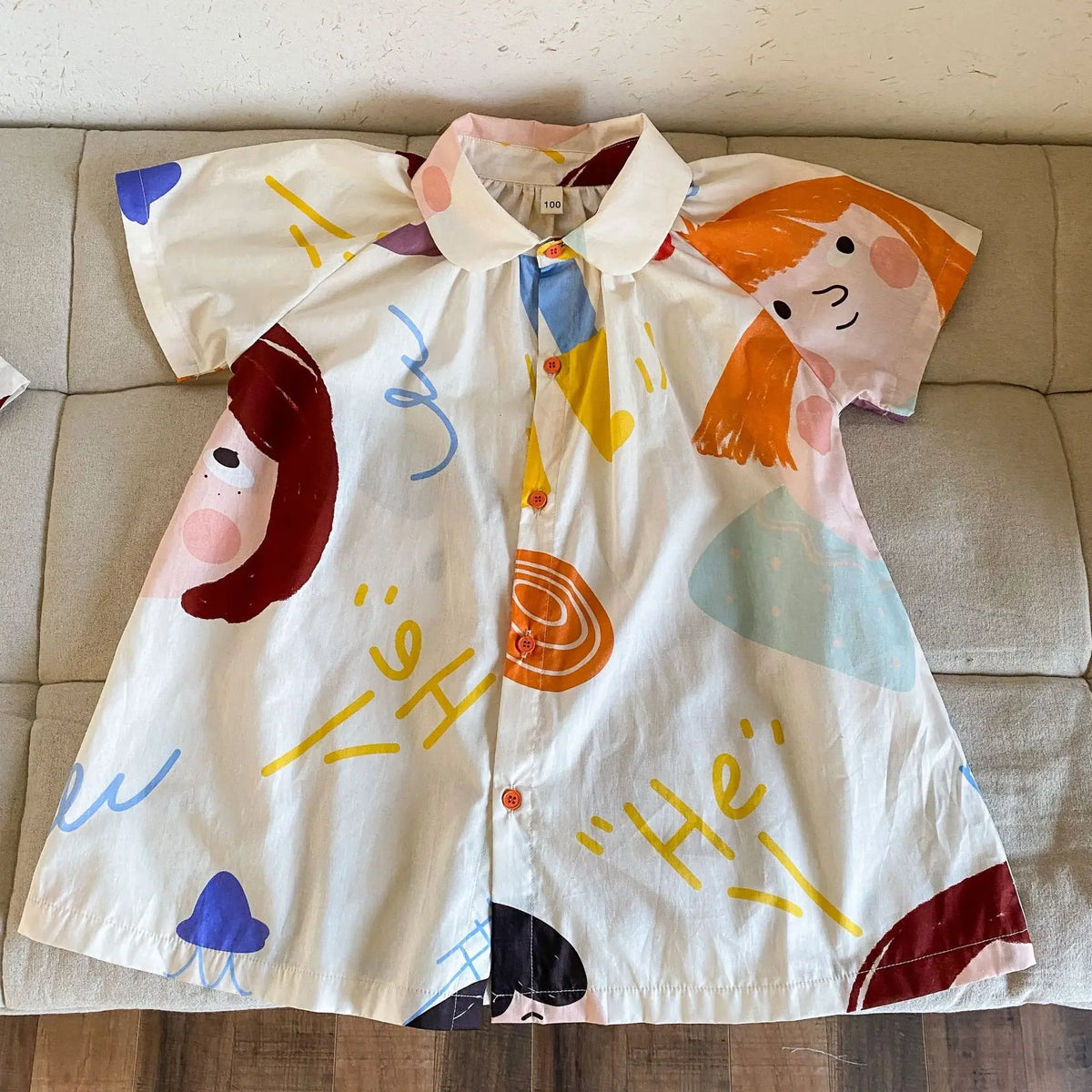 Kids Set Brother And Sister Clothes 2025 Summer New Boy's Two Piece Suit Or Short Sleeve Girl's Graffiti Dress Cartoon Clothes