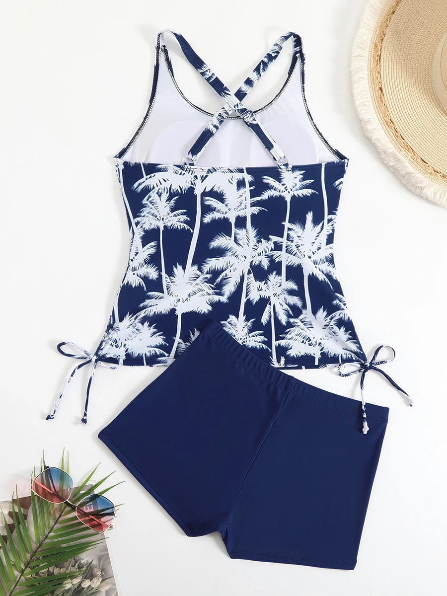 Tankini Two Piece Swimsuit Women Printed Swimwear Female Bathers Bathing Swimming Swim Suit Beach Wear XXL