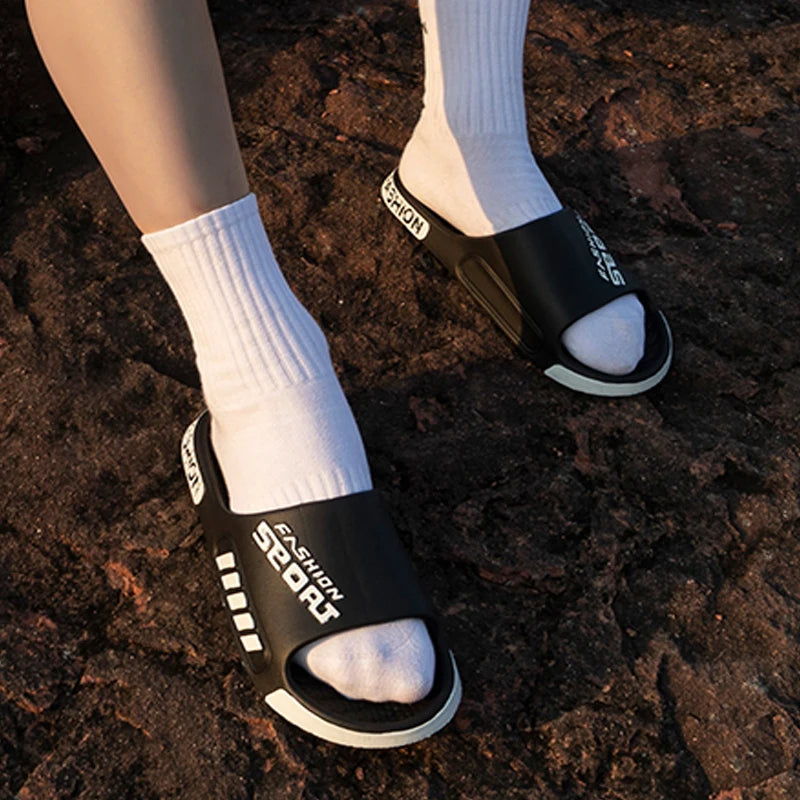 Big Size 48-49 Men Slippers Summer Flat Sole Home Slippers For Women Man Open Toe Trend Slides Couple Light Beach Shoes Sandals