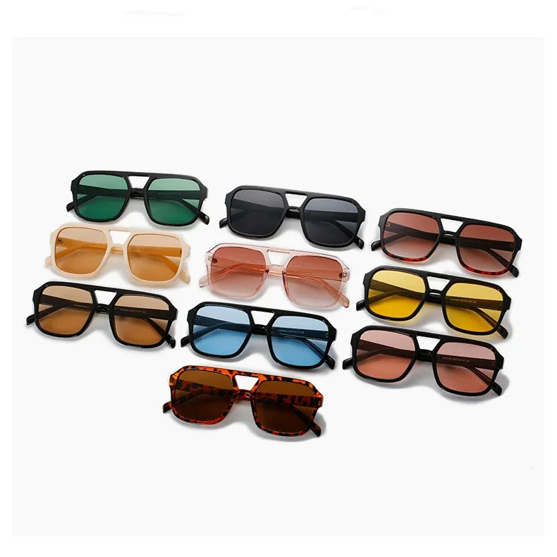 Square Big Frame Sunglasses for Men and Women Lightweight Frame Black Yellow Sun Glasses with UV Protection