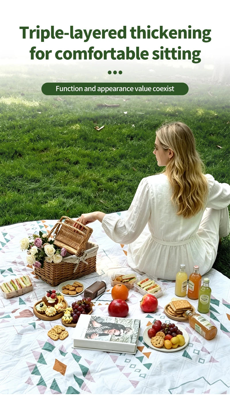 200x300 Outdoor Picnic Mat Lawn Mat Moisture-Proof Camping Mat Large Machine Washable Thickened