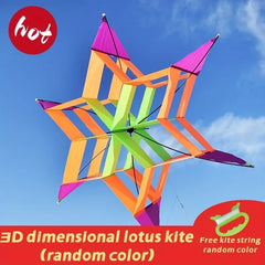Colorful 3D Lotus Flower Kite for Kids Adults Easy to Fly Flower Kites with Flying Line Outdoor Toy for Picnic Beach Park Travel