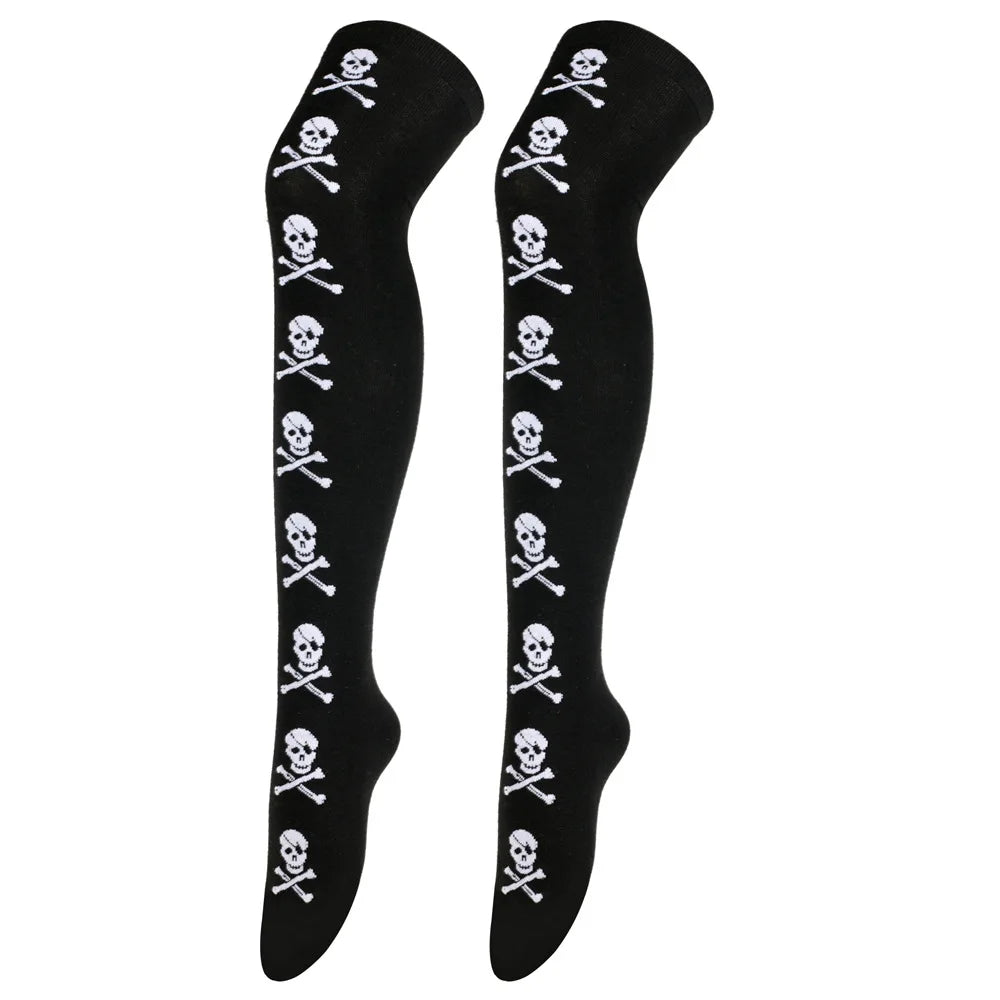 Halloween Stockings Blood Bat Spider Web Socks Festival Dress Up Props Cosplay Makeup Ball Party Skull Head Bone Long Socks New