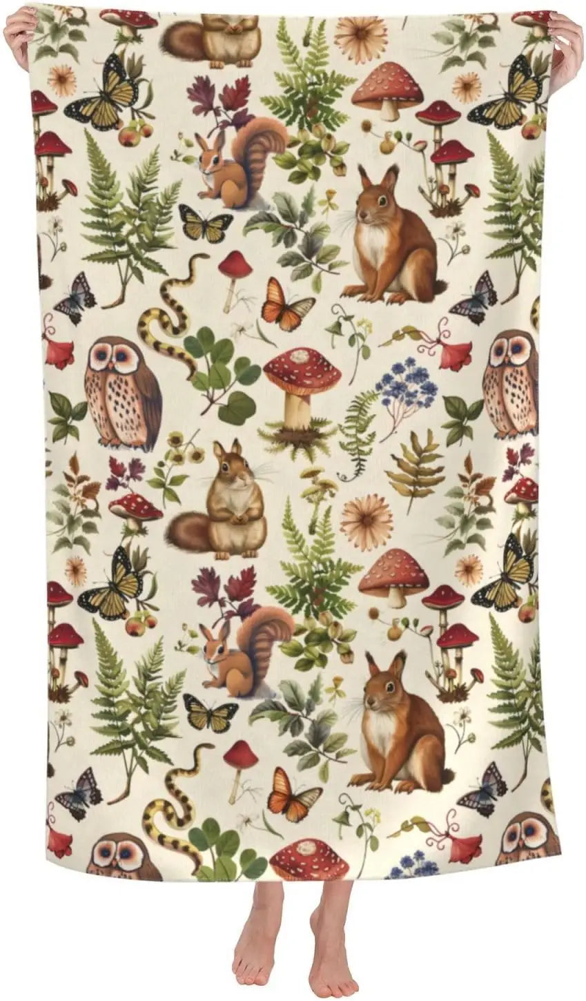 Blue Elephant Beach Towel,Microfiber Quick Dry Asian Floral Flower Boho Bath Towels, Soft Lightweight Oversized Sand Free, for