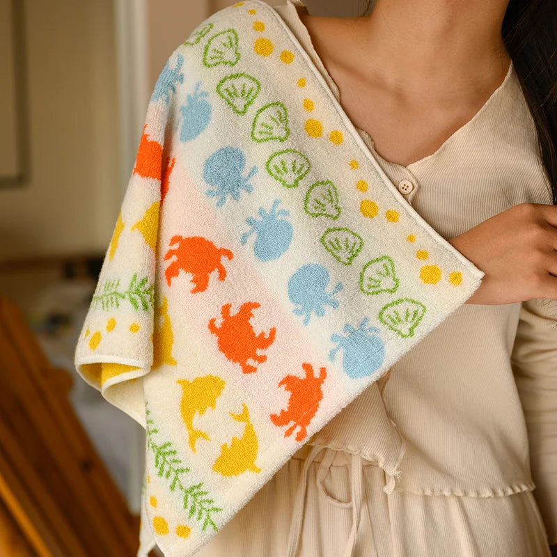 Cute Graffiti  Pears Patter Cotton Soft Face Towel for Kids Absorbent Bath Towel Comfortable Cotton Household Towel Beach Towels
