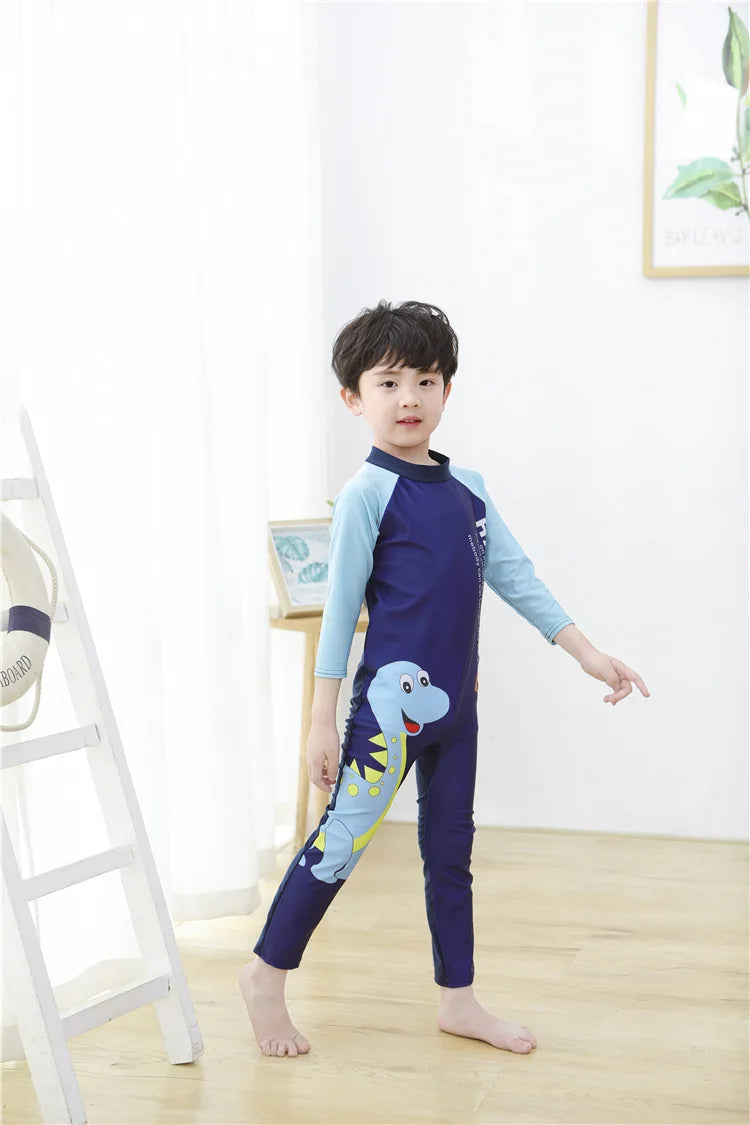 Kids Cartoon Swimwear 3-11 Years Long Sleeve UV Protection Rash Guard for Boys Girls