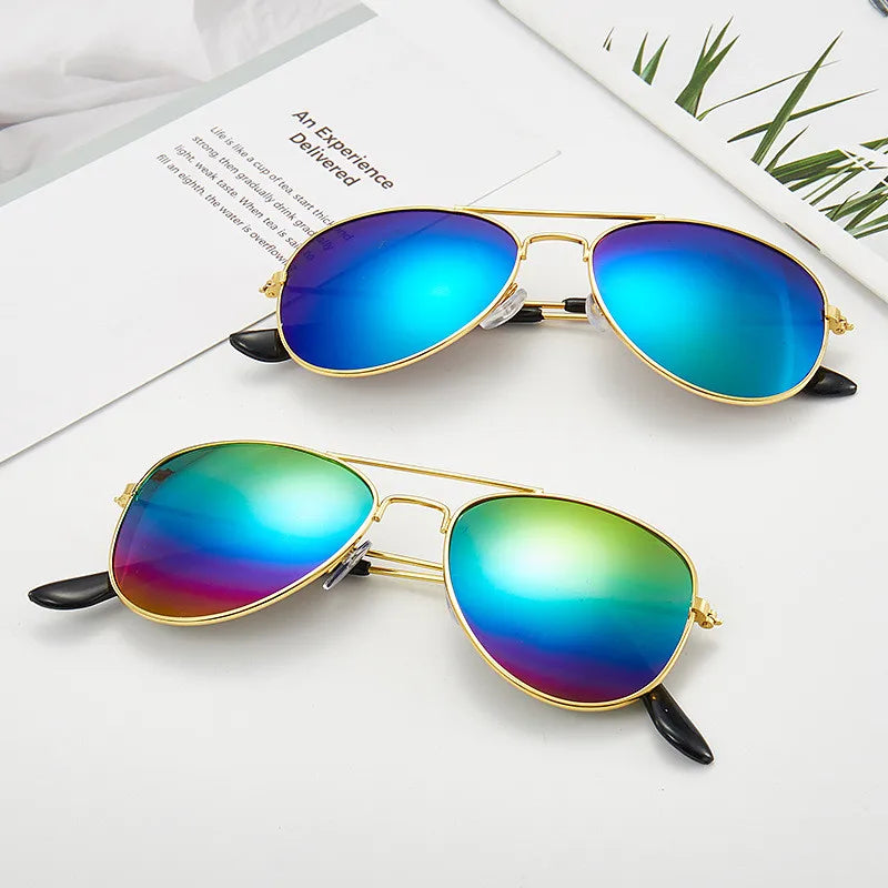 New vintage Sunglasses new fashion baby kids boy girl Pilot sunglasses metal frame goggles glasses for kids children