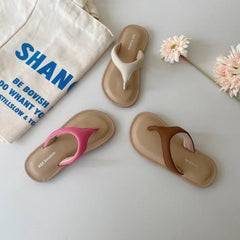 2026 New Legged Children's Sandals Girls' Flip flops Beach Vacation Flat Shoes Solid Color Summer Amorous Feelings