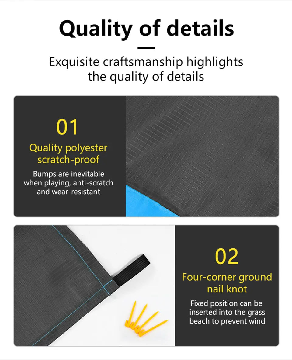 200*210cm Portable Sandproof Beach Mat Beach Blanket Waterproof Quick Drying Lightweight Picnic Mat for Travel Camping Hiking