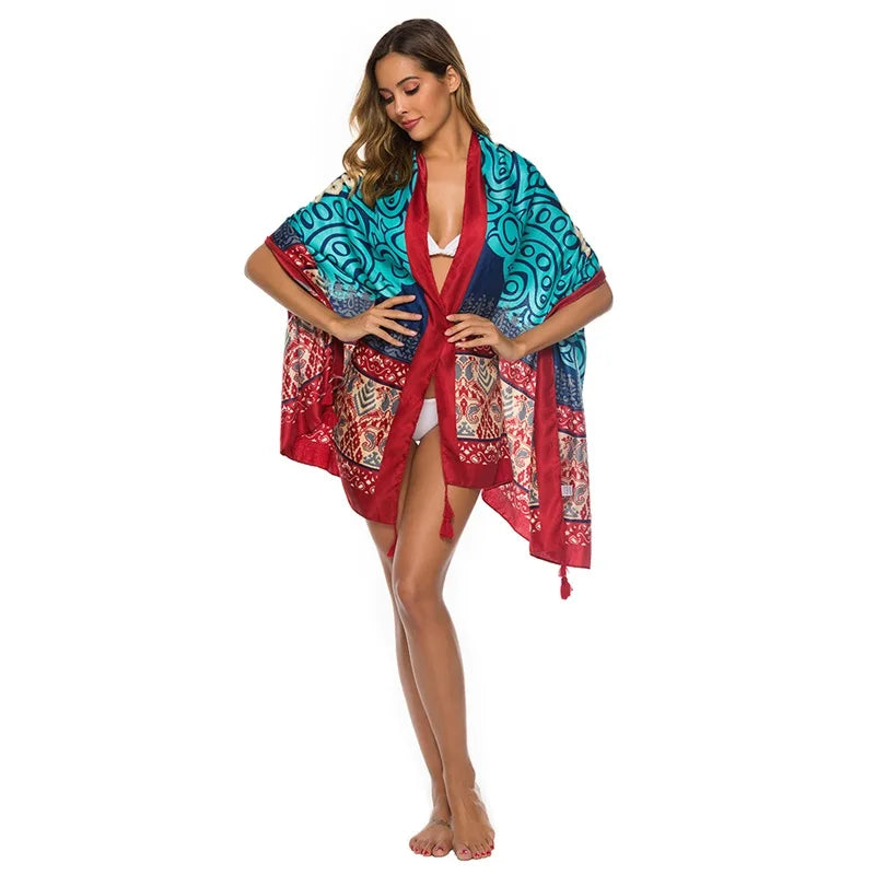 Fashions 90x180cm Twill Cotton Pareo Beach Cover-Ups Women Large Beach Dress Bikini Bathing Swimwear Cover Up Sarong Wrap Scarf