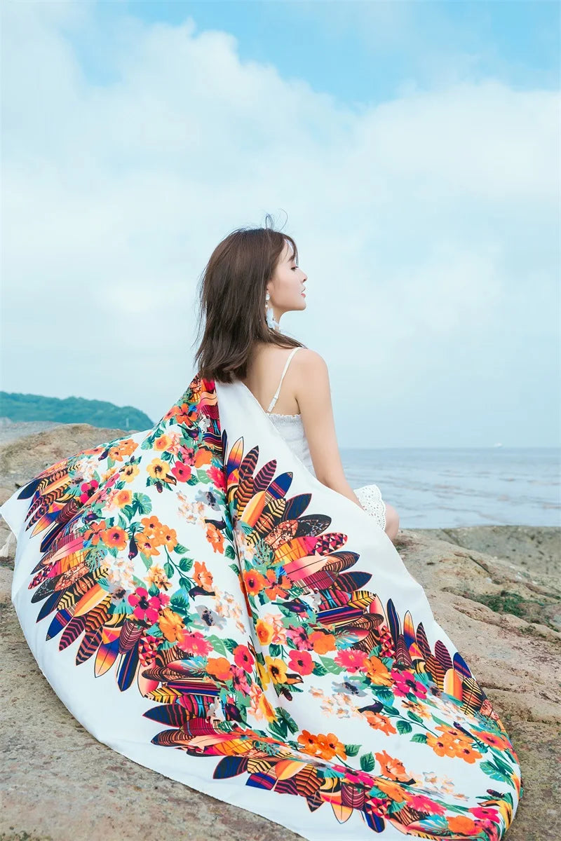 20 Styles 90x180cm Cotton Linen Summer Beach Dress Bikini Cover-ups Sarong Wrap Scarf Women Brazilian Swimsuit Bathing Cover Up