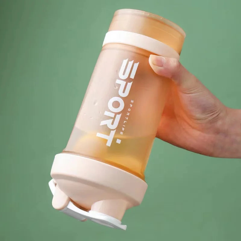 500ML 3-layer Sports Water Bottle Protein Shaker Outdoor Travel Portable Leakproof Drinkware Plastic My Drink Bottle BPA Free