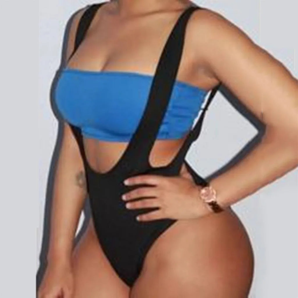 Beach Vacation One-Piece Wrap, Big V-Neck, Backless Thong, A Woman's Sexy Bathing Suit Exercise Women's Wear