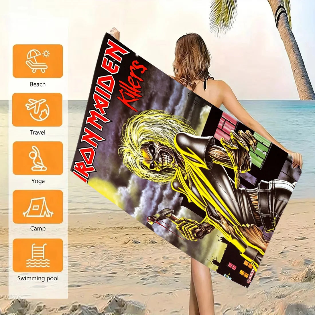 Iron Maiden Killers Album Microfiber Beach Towel Quick Dry Super Absorbent Sand Free Soft Oversized Bath Towels Gym Sports Towel