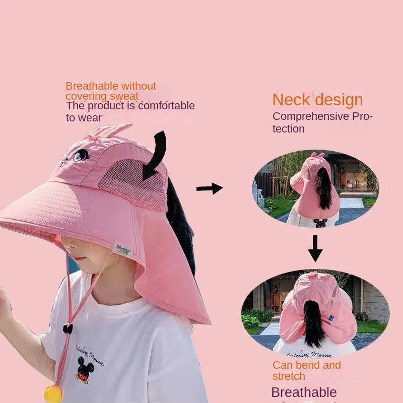 Children's Sunscreen Hat Baby Sun Hat Beach Hat UV Protection Summer Thin Breathable Large Brim Fisherman Hat