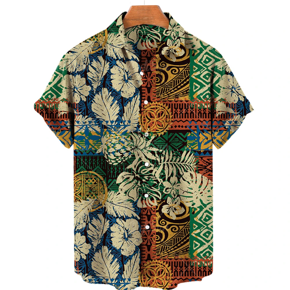 Men's Casual 3D Printed Summer Clothing, Hawaiian Short-Sleeved High-Quality Three-Dimensional Shirt