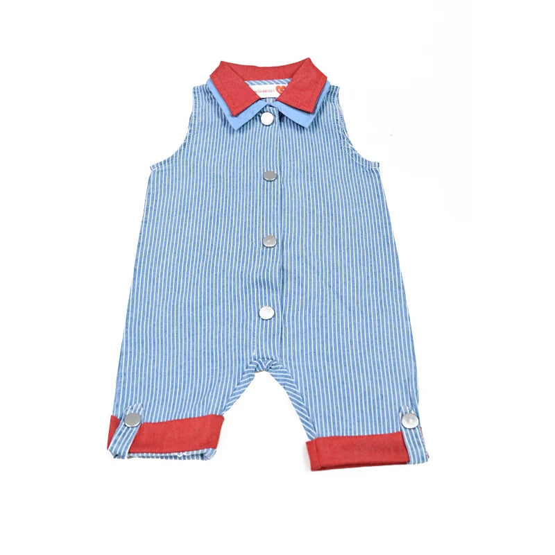 Kids Family Sibling Matching Pinstripe Clothes Set Girls Teenage Dresses Boys Shirt Baby Rompers Garment Washed Children Clothes