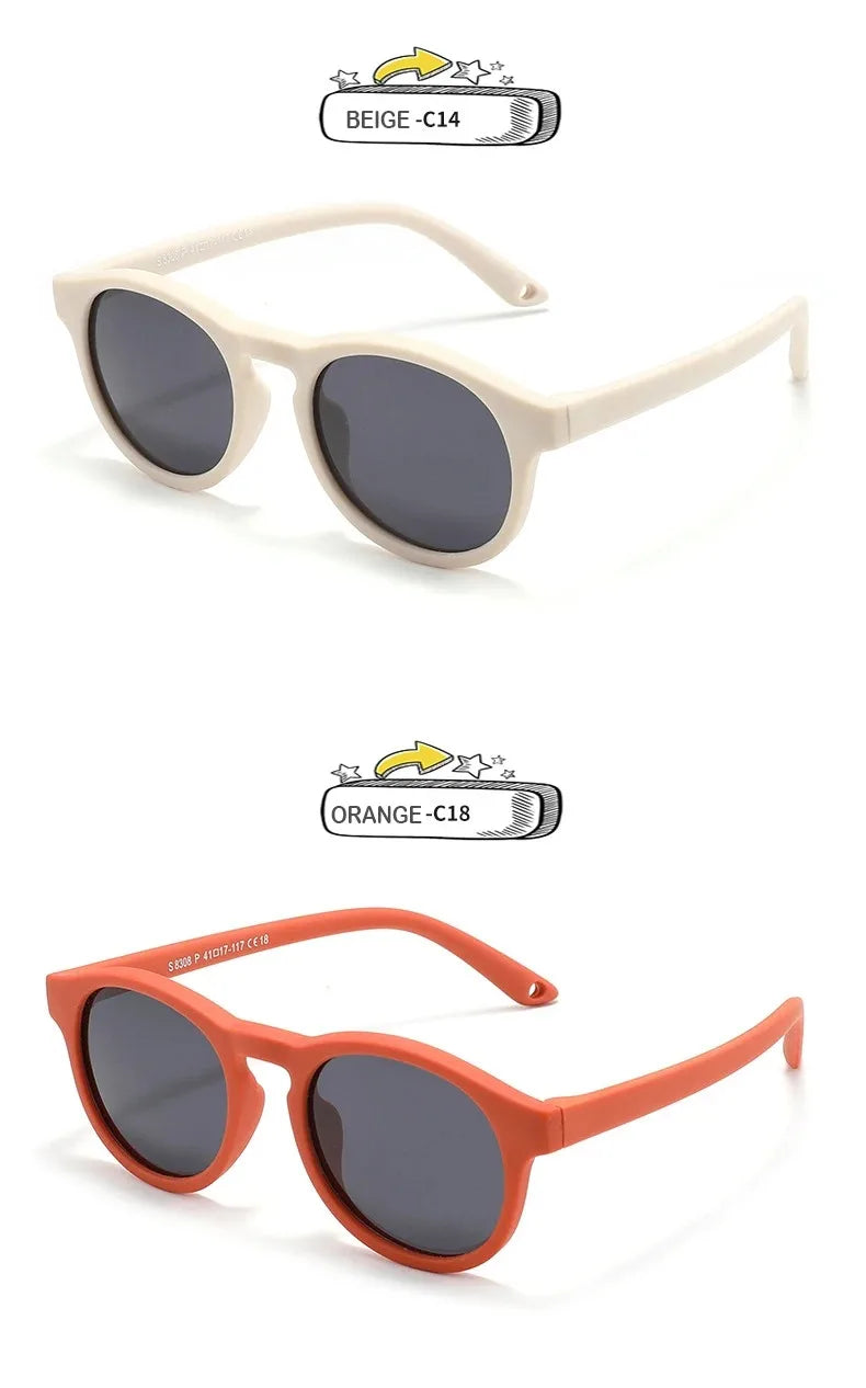 Fashion Baby's First Sunglasses with Strap Round Flexible UV400 Polarized Infant Sunglasses for Ages 0-3 Years