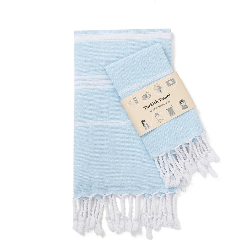 2-Pack 40x100CM Turkish Cotton for home Towel Soft Sauna Spa Bath Towel Hand and Face Towel Set Can used for kitchen sport gym