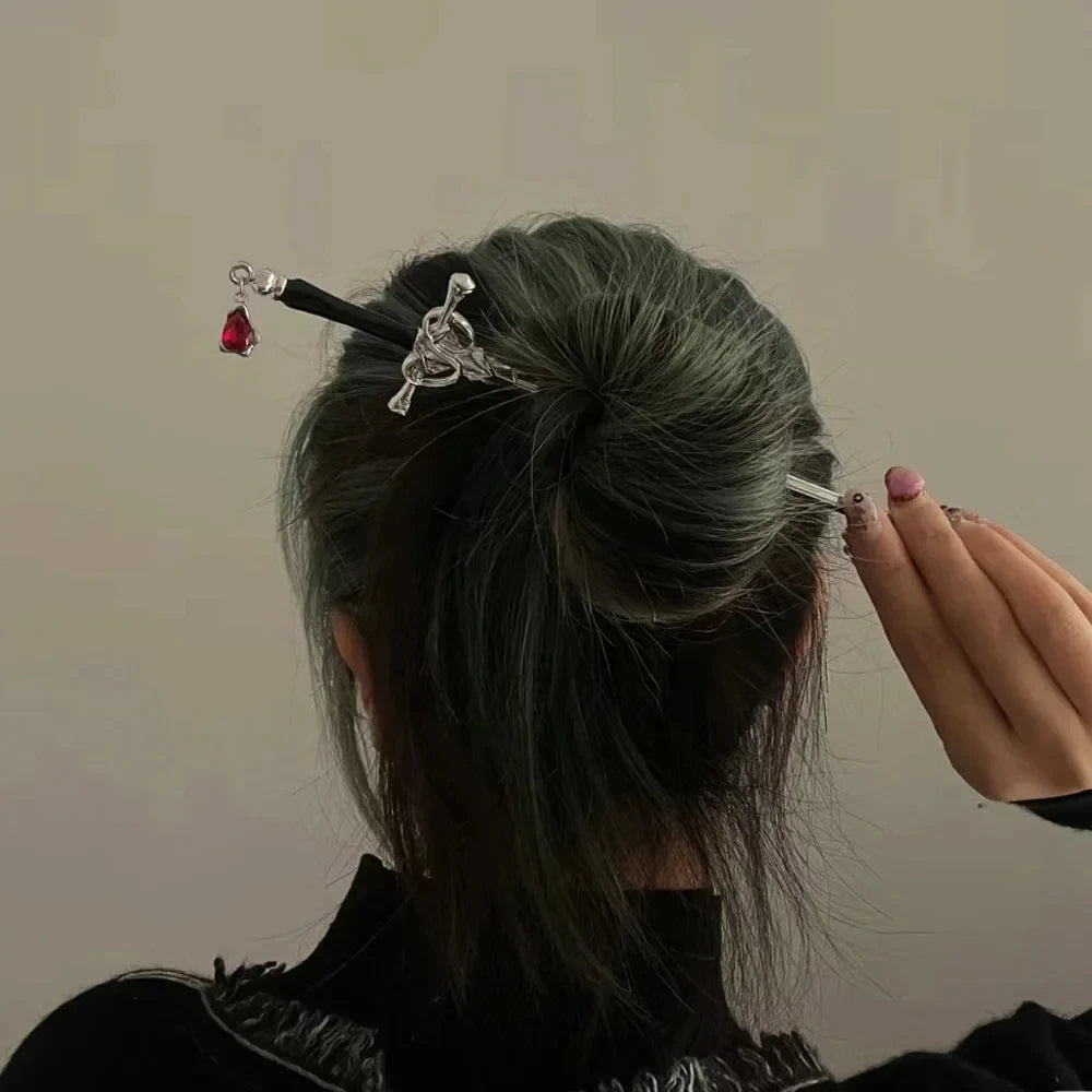 New Chinese Ancient Style Hanfu Hairpin Simple Elegant Headwear Women Geometric Shape Alloy Hair Accessories Headdress Electropl