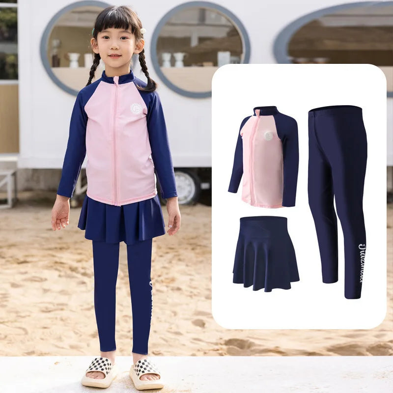 Little Boys/Girls Long Sleeve Rash Guard Swim Shirt+Trunks+Leggings Sun UV Protect Sunsuit for 1-10 Years Kids Toddler Swimsuit