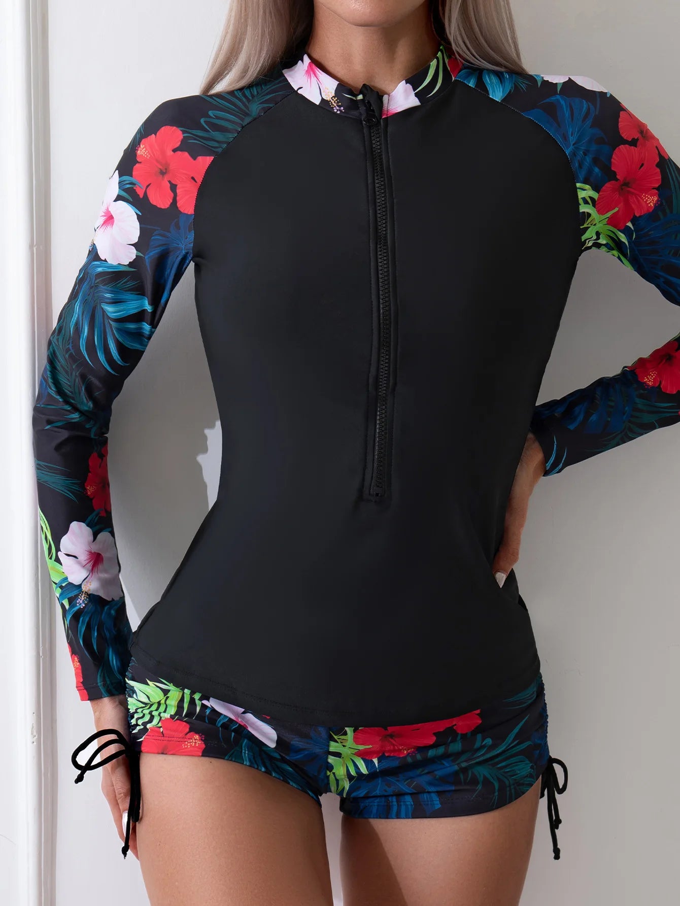 Female Swimsuit With Long Sleeves Swimwear Sports Surfing Tankini Set Beachwear Two-Piece Bathing Suits Pool Women Swimming Suit