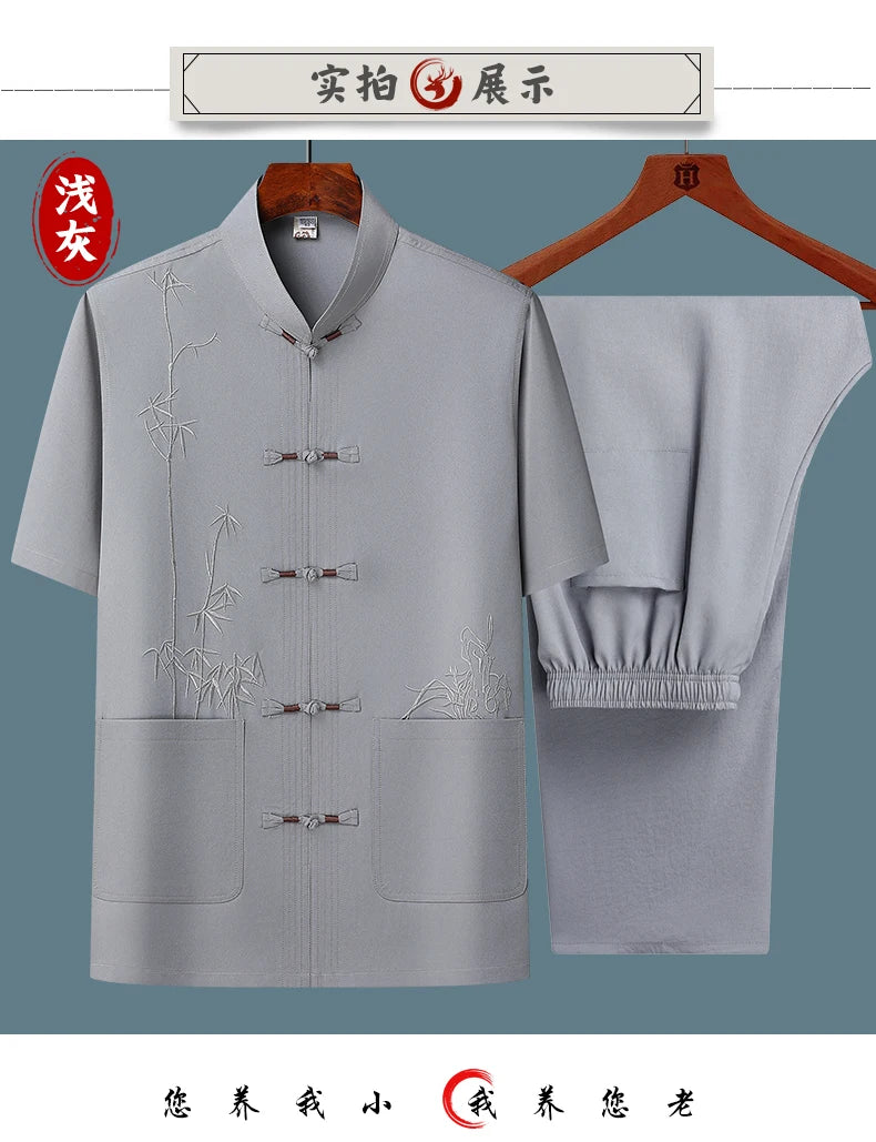 Men's sets (Shirt + trousers) 2026 summer new style men fashion shirt short sleeve shirt High quality shirts male Two Piece