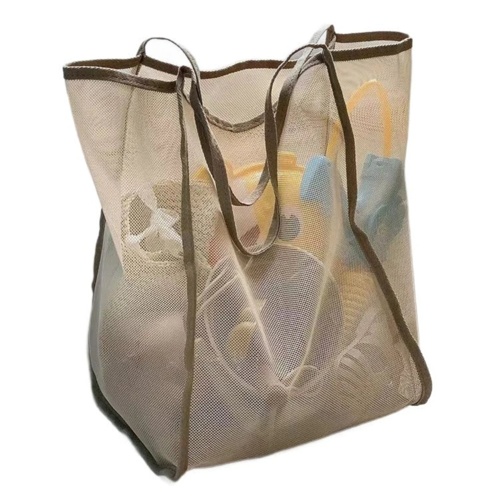 Mesh Beach Bag Lightweight, Breathable & Quick-Dry Travel Tote for Beach Trips Outdoor Activities, and Storage of Towels Toys